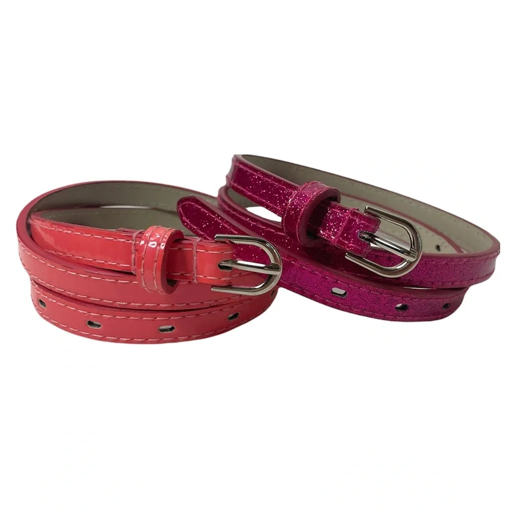 Girls Belt Set Bundle Glam Barbie Pink & Pink Sparkle Size M/L Girls Size 8 -10